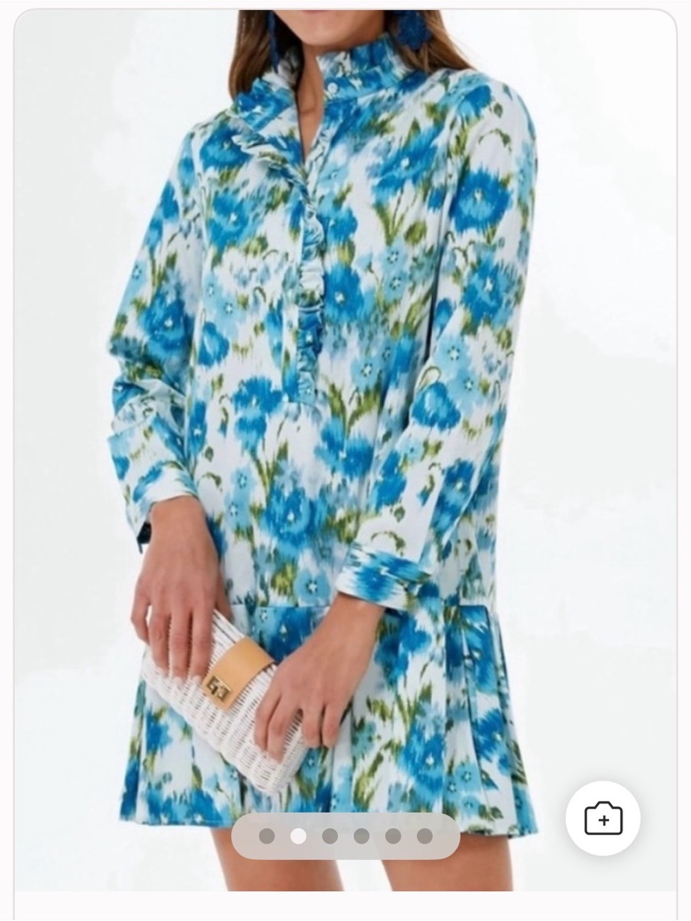 Tuckernuck Blue and Green Floral Long Sleeve Dress